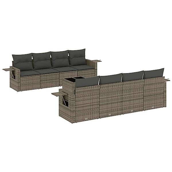 vidaXL 9-Tlg Garten-Sofagarnitur mit Kissen Hellgrau Poly Rattan 3219951 günstig online kaufen