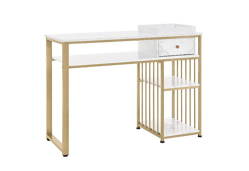 MCombo Schminktisch M MCombo Schreibtisch, Nageltisch mit Regal Marmor-Weiß günstig online kaufen