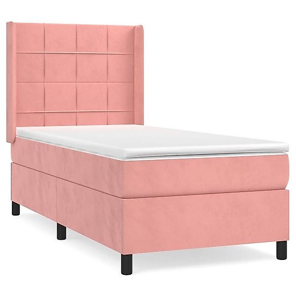 vidaXL Boxspringbett, Boxbett mit Matratze Rosa 90x200 cm Samt günstig online kaufen