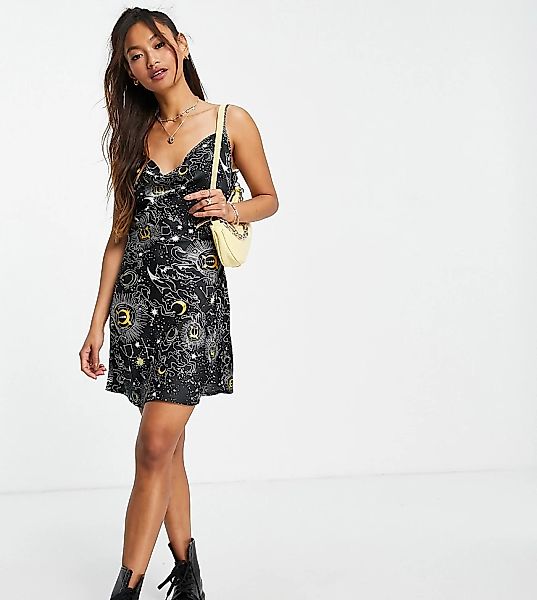 Wednesday's Girl – Kurzes Trägerkleid aus Satin mit Wasserfallausschnitt un günstig online kaufen