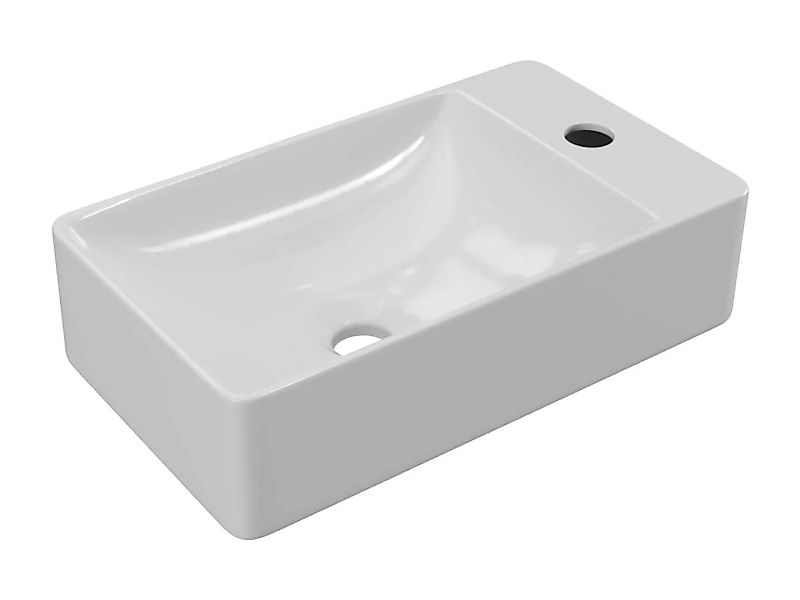 Waschbecken hängend - Keramik - Weiß - L38 x H10 x P22 cm - ERAVAL II günstig online kaufen