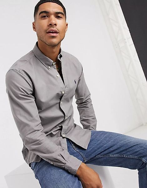 Polo Ralph Lauren – Schmales Oxford-Hemd mit Button-down-Kragen und Polospi günstig online kaufen