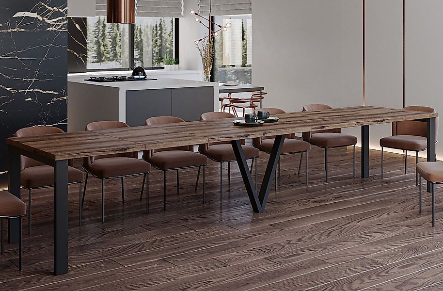 Endo-Moebel Esstisch Titan XXL 130-405 cm, Metallgestell, ausziehbar, 400cm günstig online kaufen