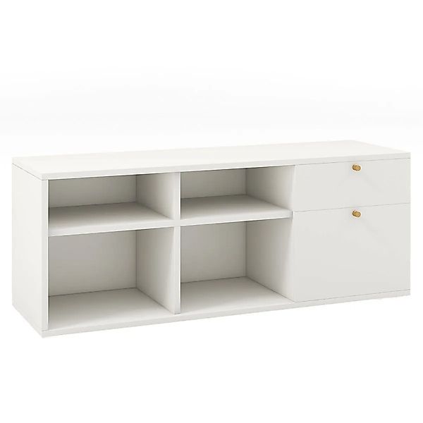 Costway Kommode mit 2 Schubladen für Tv Bis 49 Weiß 108 x 39 x 50 cm günstig online kaufen