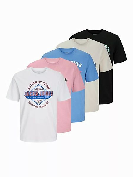 Jack & Jones Rundhalsshirt JJELOGO TEE SS O-NECK 2 COL SS25 5PK MP (Packung günstig online kaufen