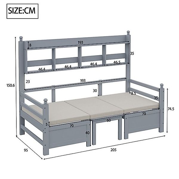 Flieks Kinderbett, Massivholzbett Daybett 90x200cm mit Regal umwandelbar in günstig online kaufen