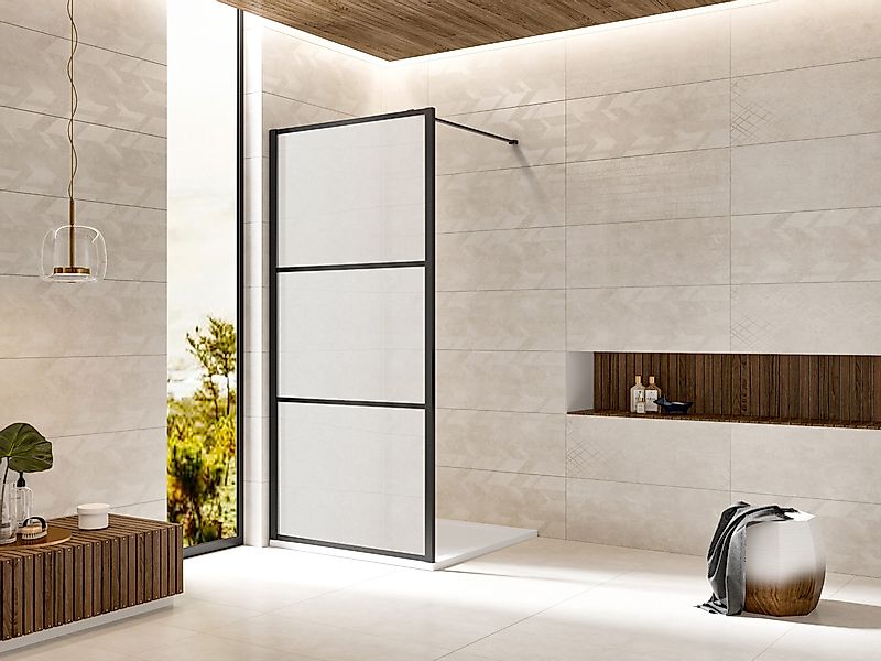 welltime Walk-in-Dusche Black Blocks Clear, Einscheibensicherheitsglas günstig online kaufen