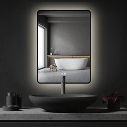 Apejoy Badspiegel 60x80cm LED Schwarz Gold günstig online kaufen