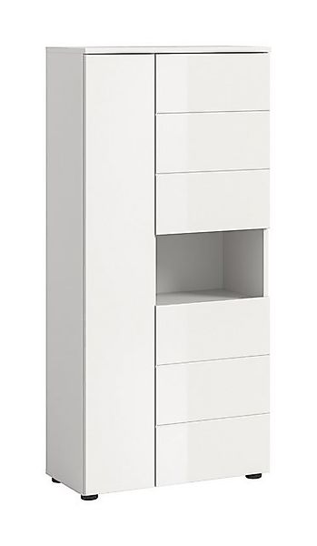freiraum Hochschrank Vira 3 Türen, weiß / weiß hochglanz - 60x133x34cm (BxH günstig online kaufen