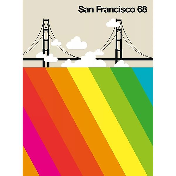 Fototapete San Francisco 68 Brücke Wolken Bunt 2,00 m x 2,70 m FSC® günstig online kaufen