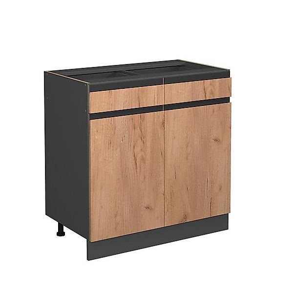 Vicco Küchenunterschrank R-Line Goldkraft Eiche/Anthrazit 80 cm J-Shape ohn günstig online kaufen