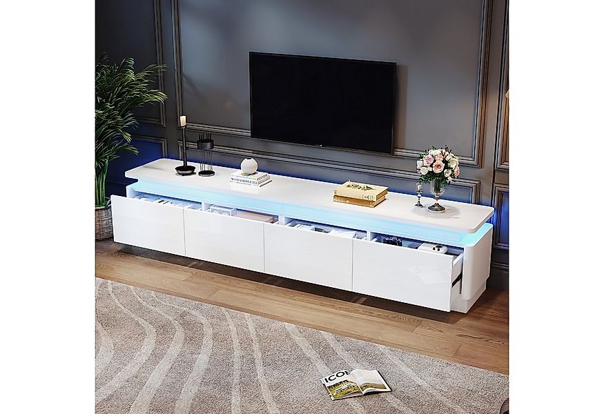 KLAM HOME Lowboard Moderner TV-Schrank Lowboard 180cm in Hochglanz-Optik (E günstig online kaufen