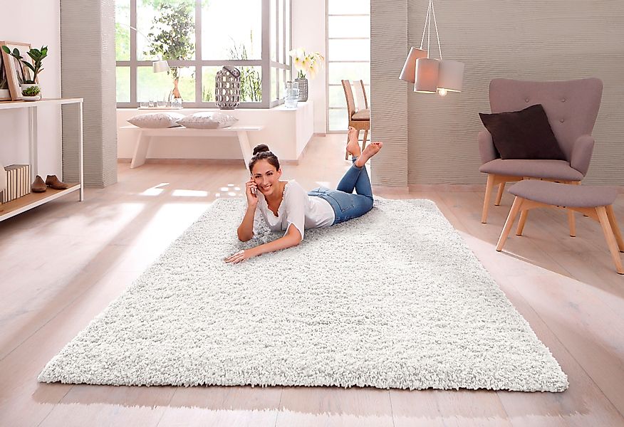 my home Hochflor-Teppich »Viva« rechteckig 45 mm Höhe Uni Farben, einfarbig günstig online kaufen