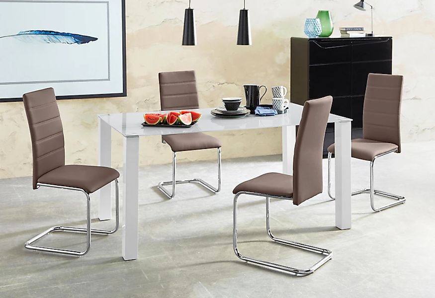 INOSIGN Essgruppe "Normadora" Set, 5 Stk. tlg. mit Glastisch, Freischwinger günstig online kaufen