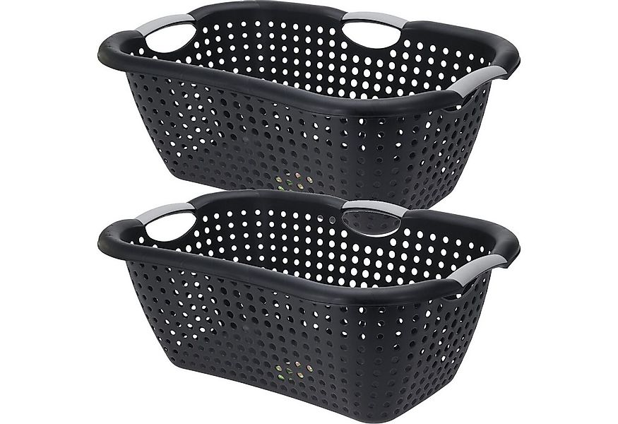 Koopman Wäschekorb Wäschebehäler 26 L Schwarz 2 Henkel 2 er Set (2 St), 2 S günstig online kaufen