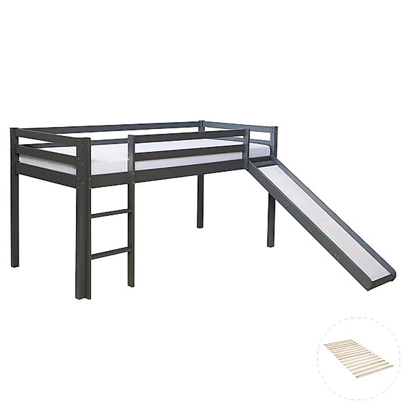 Homestyle4u Kinderbett 90x200 mit Lattenrost und Rutsche in Grau 2258 günstig online kaufen