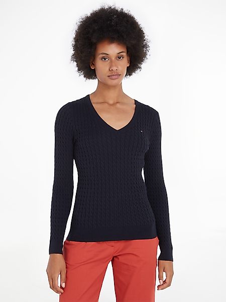 Tommy Hilfiger Strickpullover CO CABLE V-NK günstig online kaufen