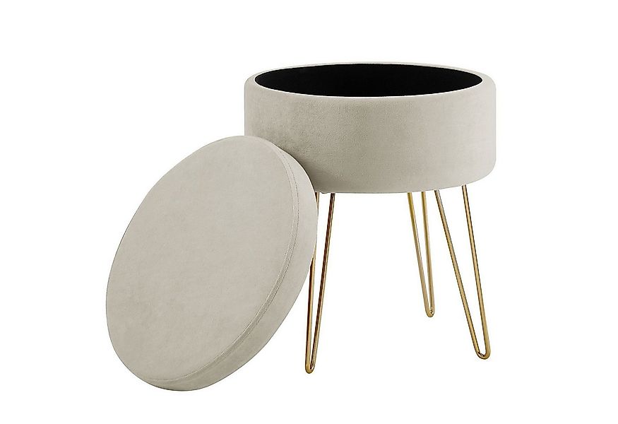 Zedelmaier Stauraumhocker Runder Hocker Samt Metallbeine Sitzhocker Ottoman günstig online kaufen