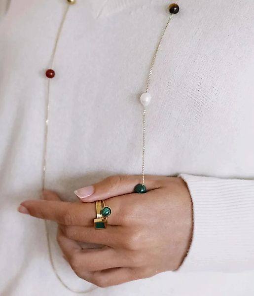 Zag Bijoux Ring Alana mit eckigen Stein grün/gold günstig online kaufen