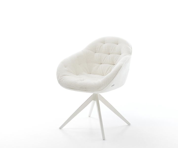 Drehstuhl Gaio-Flex Bouclé Soft Beige Kreuzgestell breit Weiß 360° drehbar günstig online kaufen