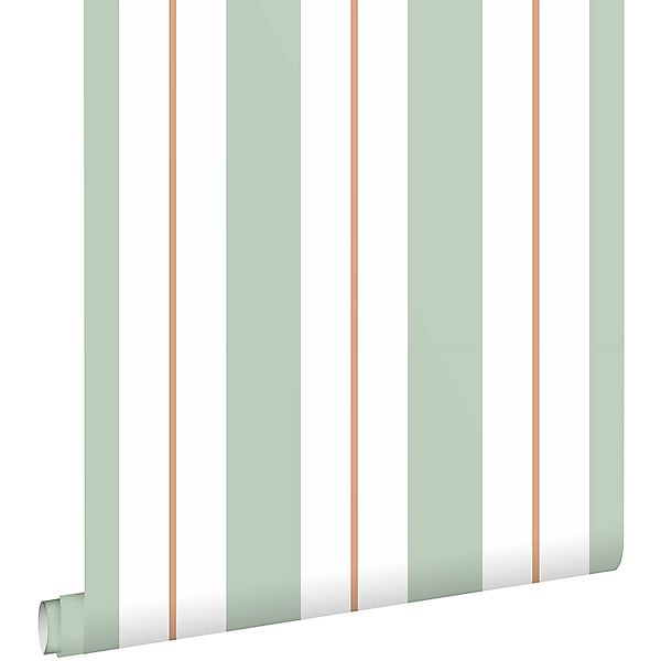 ESTAhome Tapete Streifen Mintgrün und Terrakotta 50 x 900 cm günstig online kaufen