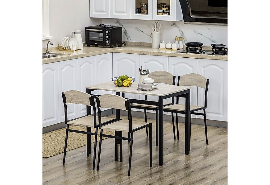 HOMCOM Essgruppe Esstisch mit 4 Stühlen, (Küchentisch-Set, 5-tlg., Esszimme günstig online kaufen
