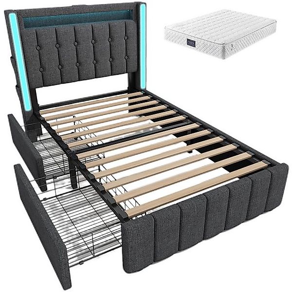 Gotagee Polsterbett Stauraumbetten Einzelbett Jugendbetten 90x200cm USB Typ günstig online kaufen