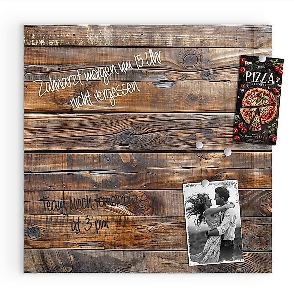 Primedeco Magnettafel Glas Holzmaserung Pinnwand Whiteboard günstig online kaufen