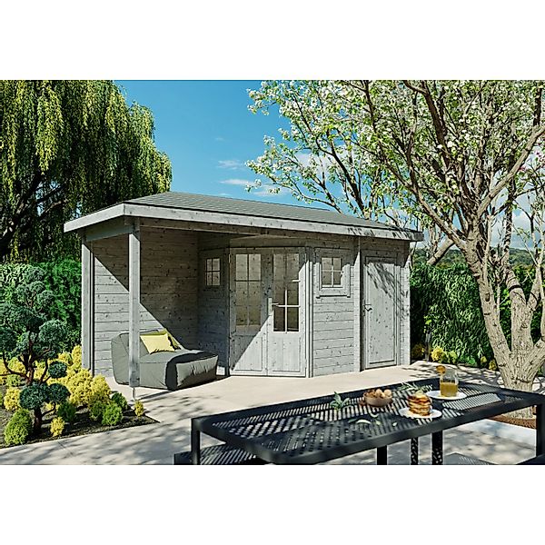 Fjordholz 5-Eck Gartenhaus Modell Evelyn 1E Grau Imprägniert günstig online kaufen
