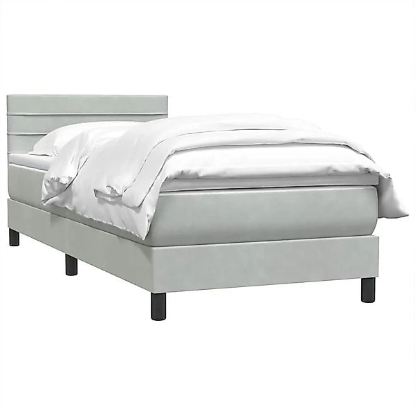 vidaXL Boxspringbett mit Matratze Hellgrau 80x210 cm Samt 3316281 günstig online kaufen