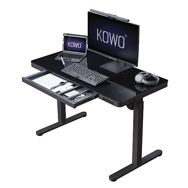 KOWO Schreibtisch Glas Arbeitstisch Höhenverstellbar Elektrischer günstig online kaufen