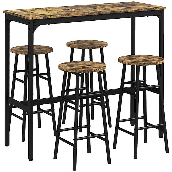HOMCOM Set Rechteckiger Tisch für 4 Personen und Stühle, 4 Hocker mit Fußst günstig online kaufen