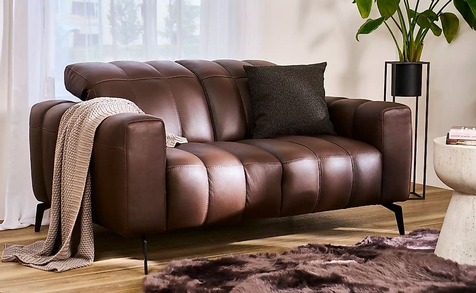 Natuzzi Editions Ledersofa mit Kopfteilverstellung Portento ¦ braun ¦ Maße günstig online kaufen