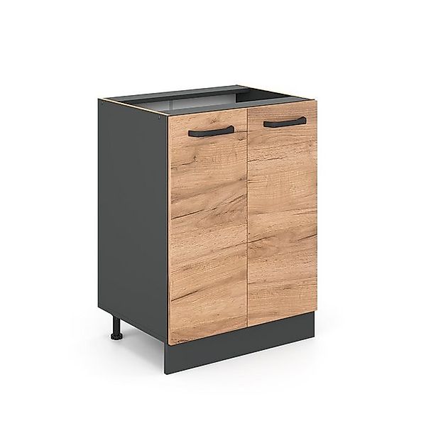Vicco Küchenunterschrank R-Line Goldkraft Eiche/Anthrazit 60 cm ohne Arbeit günstig online kaufen