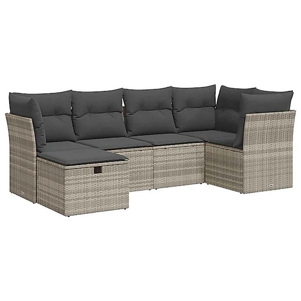 vidaXL 6-Tlg Garten-Sofagarnitur mit Kissen Hellgrau Poly Rattan 3325288 günstig online kaufen