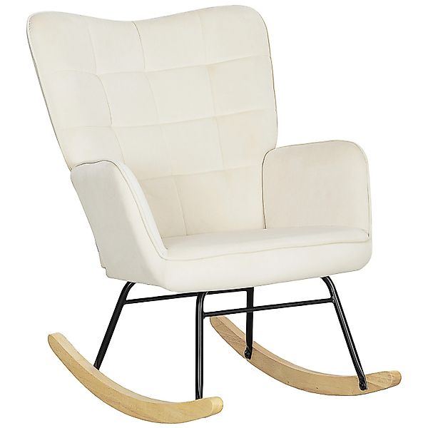 HOMCOM Schaukelstuhl Samt 100% Polyester Buchenholz Stahl Schaumstoff Beige günstig online kaufen