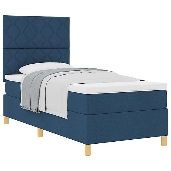 vidaXL Bett Boxspringbett mit Matratze Blau 90x200 cm Stoff (1-tlg) günstig online kaufen