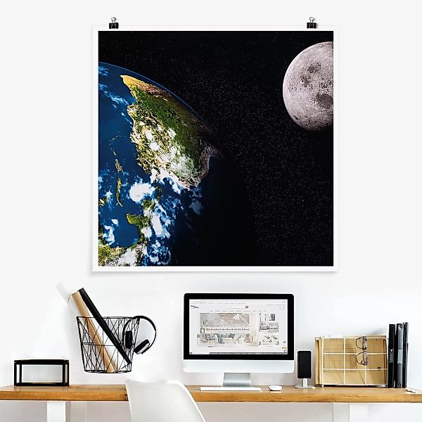 Poster - Quadrat Moon and Earth günstig online kaufen
