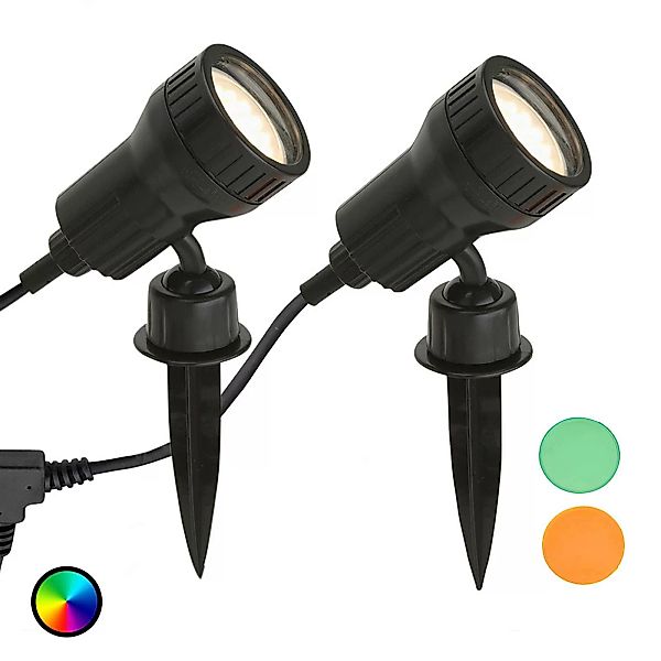 2er Set - LED-Erdspießleuchte Terra m. Farbfiltern günstig online kaufen