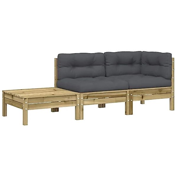 vidaXL Gartensofa mit Kissen und Fußhocker Kiefernholz Imprägniert 838188 günstig online kaufen