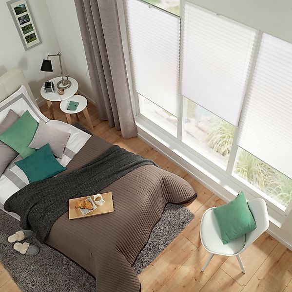 Gardinia EasyFix Plissee mit 2 Bedienschienen 60 cm x 130 cm Weiß günstig online kaufen