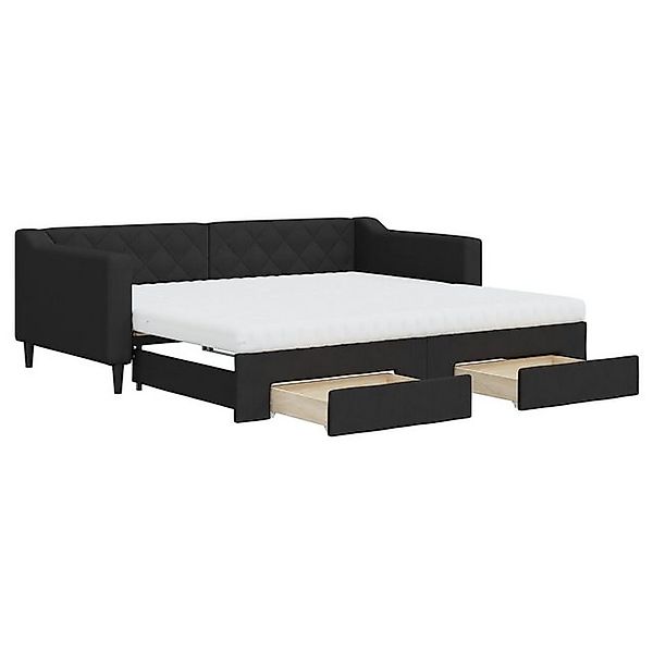 vidaXL Ausziehbett, Tagesbett Ausziehbar mit Schubladen Schwarz 90x190 cm S günstig online kaufen