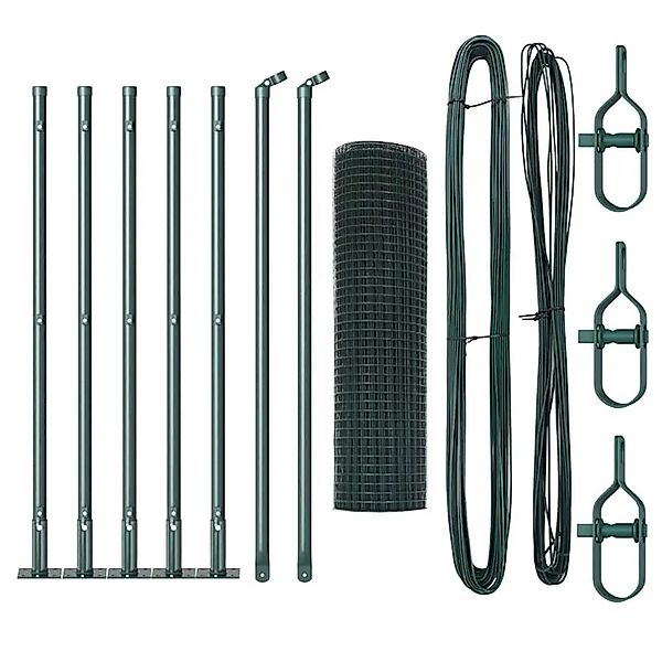 vidaXL Zaunpfosten Grün 10 x 0,4 m 19 x 19 mm Netz Stahl und PVC 3352386 günstig online kaufen