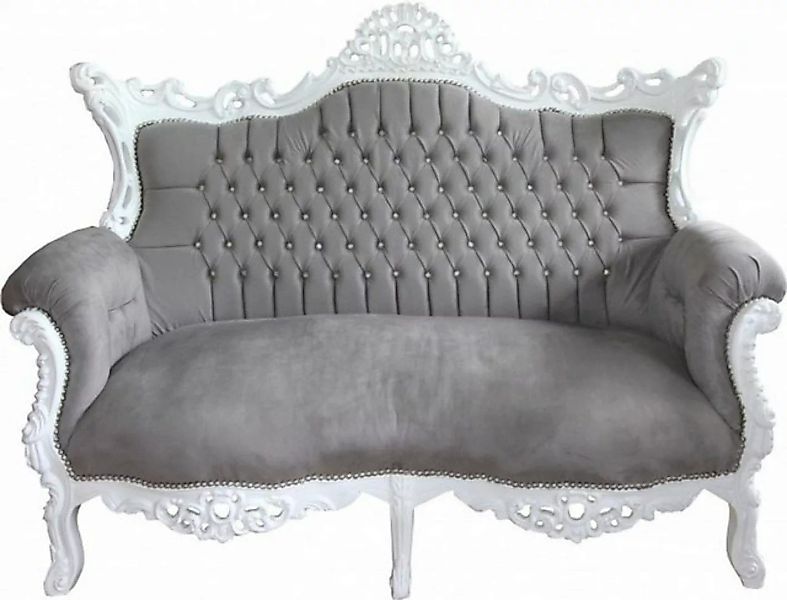 Casa Padrino 2-Sitzer Barock 2-er Sofa Master Grau / Weiß mit Bling Bling G günstig online kaufen