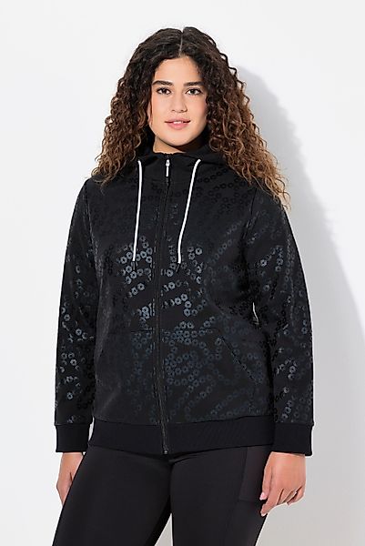 Ulla Popken Sweatjacke Hoodie Pailletten-Druck Kängurutasche günstig online kaufen