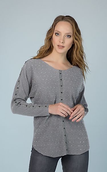 Passioni Strickpullover mit Sterndetail und Strass günstig online kaufen