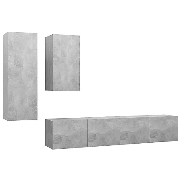 vidaXL 4-Tlg TV-Schrank-Set Betongrau Holzwerkstoff 3079152 günstig online kaufen