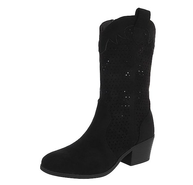 Ital-Design Moderne Damen-Stiefel mit Lochmuster und Blockabsatz Sommerboot günstig online kaufen