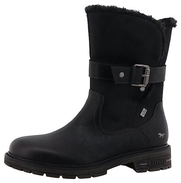 Mustang Shoes Bienke Winterstiefel Biker Boots mit Blockabsatz und Zierriem günstig online kaufen