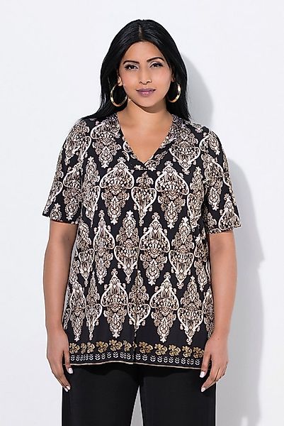 Ulla Popken T-Shirt Slinkyshirt Zierfalte Classic V-Ausschnitt Halbarm günstig online kaufen